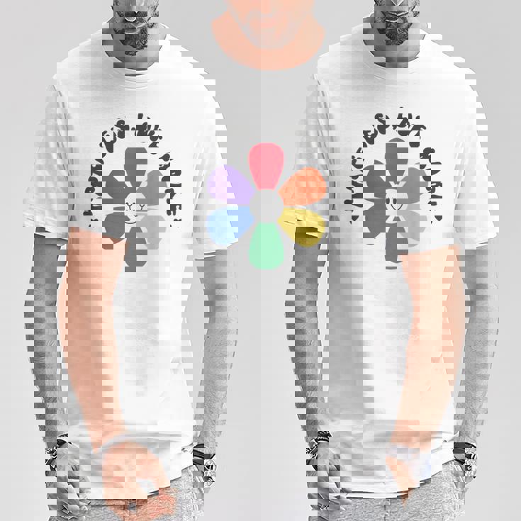 スマイル レインボー ハッピーフェイス 花 Lgbt ゲイ レズビアン プライド 月 Tシャツ 面白い贈り物