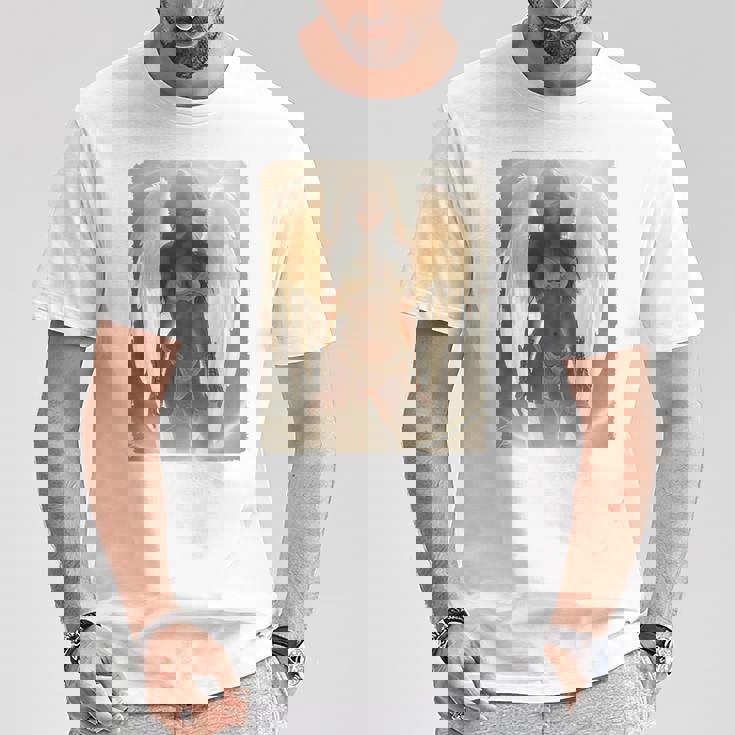 セクシーガールグラフィックtシャツ セクシーなブルネットエンジェルピンナップバックプリント Tシャツ 面白い贈り物