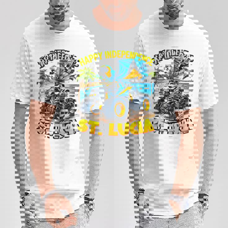 セントルシア 独立 モンスタートラックフラッグ キッズ ガールズ ティーン Tシャツ 面白い贈り物