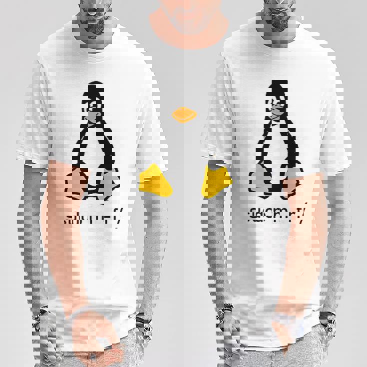 タックスlinuxペンギン-Sudorm-Rfコンピューターサイエンスコンピューター Tux Linux Tシャツ 面白い贈り物