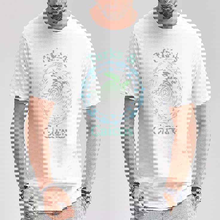 タークス・カイコス島 シャツ ヴィンテージ トライバル カメ 長袖tシャツ Tシャツ 面白い贈り物