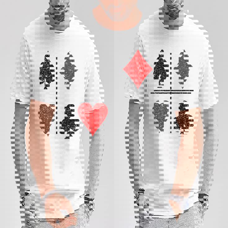 ダイヤモンド スペード ハーツ クラブ トランプスーツ ポーカー Tシャツ 面白い贈り物