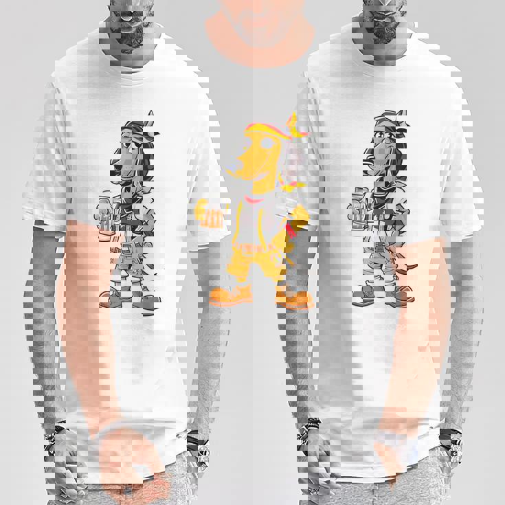 ダックスフント ドイツ服 オクトーバーフェスト レーダーホーゼン メンズ 乾杯 Tシャツ 面白い贈り物