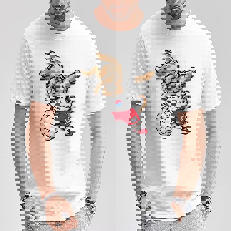 ダビング犬 韓国 バレーボール ラバー ジャージ 韓国国旗 Tシャツ 面白い贈り物