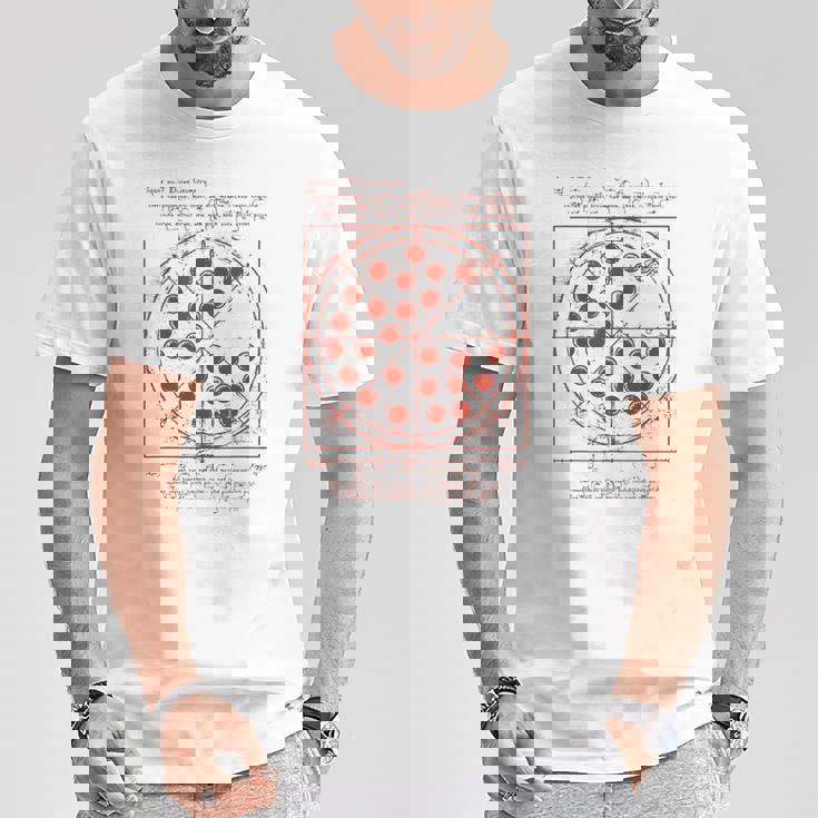 ダヴィンチ・ヴィトルヴィアンマン・ピザ Tシャツ 面白い贈り物