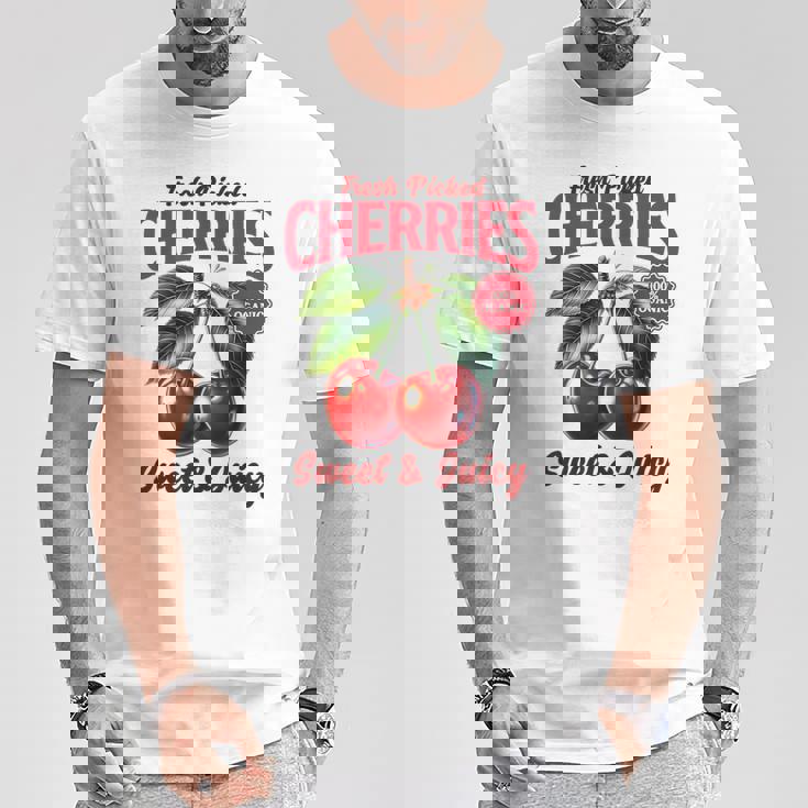 チェリーファーマーズマーケット フレッシュピックチェリー チェリー好き Tシャツ 面白い贈り物