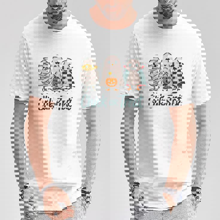 チックオアトリートハロウィンかわいいゴーストヴァンパイア Tシャツ 面白い贈り物