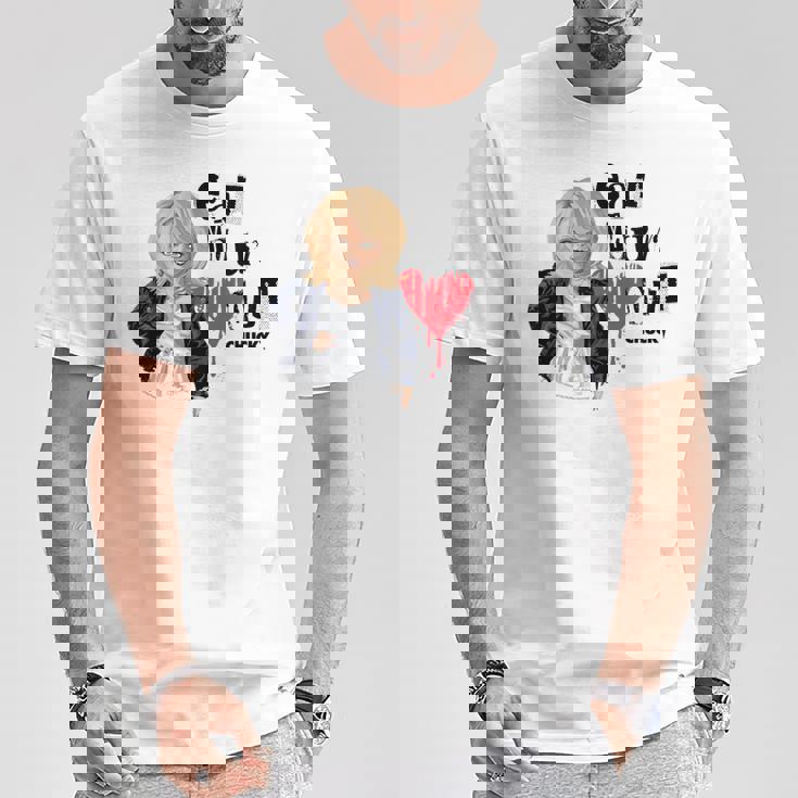 チャッキー・ティファニー・イート・ユア・ハート・アウト・バレンタイン Tシャツ 面白い贈り物