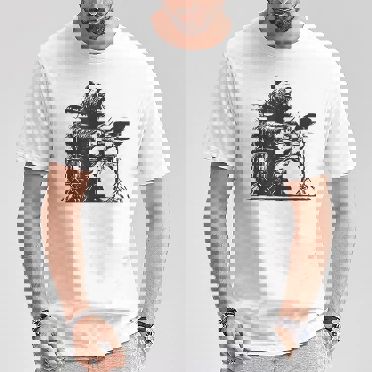 ドラマー ドラムキット クマの演奏 ドラムキット ミュージシャン Tシャツ 面白い贈り物
