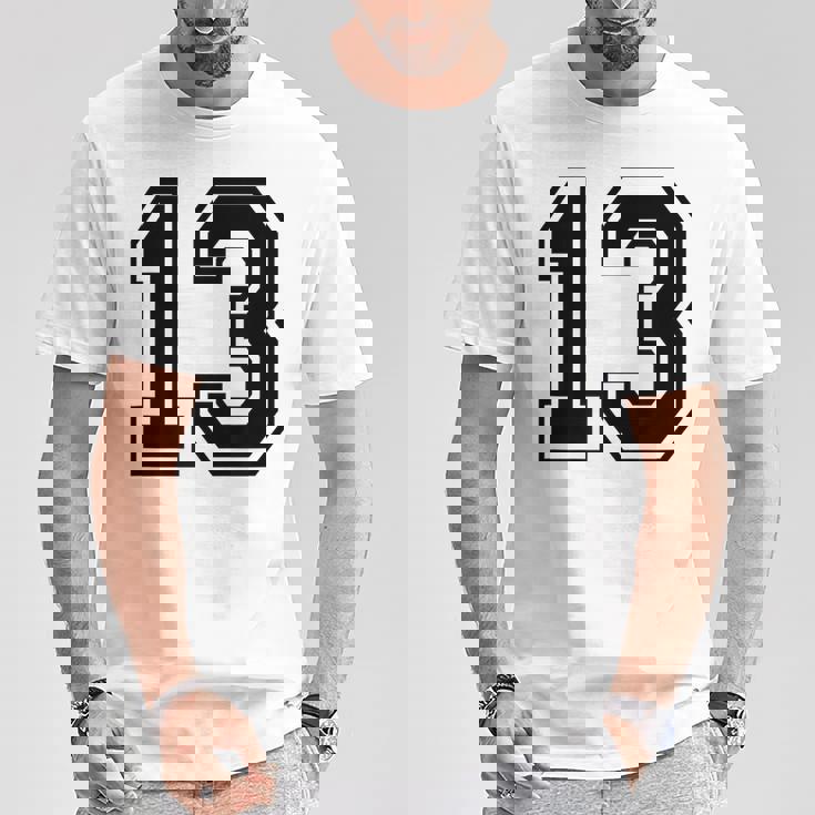 ナンバー13 カレッジスポーツチーム 黒文字 Tシャツ 面白い贈り物