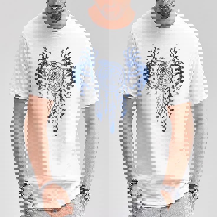 ネイティブアメリカン ココペリ クジラ ドリームキャッチャー 9 ファンファン ファン Tシャツ 面白い贈り物