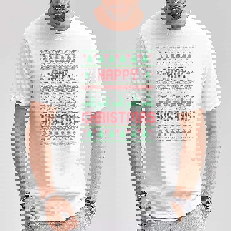 ハッピークリスマス、アグリークリスマス Tシャツ 面白い贈り物