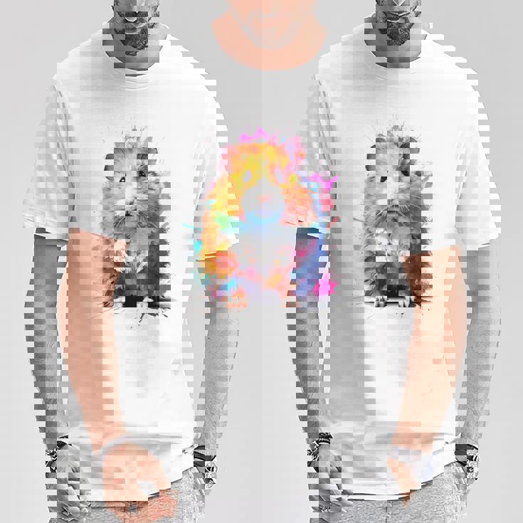 ハムスター 動物 カラフル モチーフ 抽象 アート 絵画 ハムスター Tシャツ 面白い贈り物