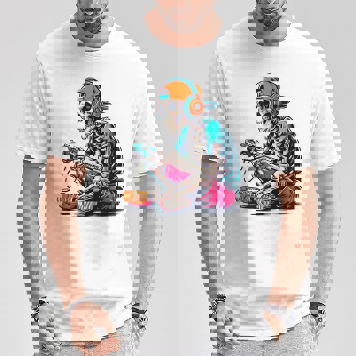 ハロウィン スケルトン ゲーマー おもしろい スケルトン コスチューム ビデオゲーム Tシャツ 面白い贈り物