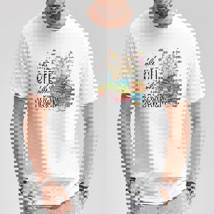 ハーフコーヒー ハーフブックワーム 読書本 コーヒーカップ Tシャツ 面白い贈り物