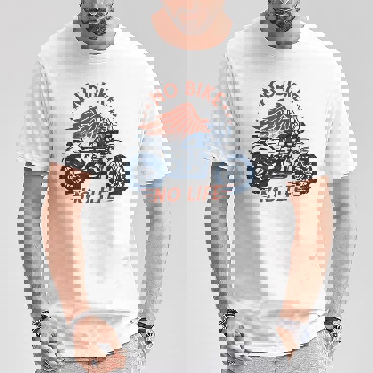 バイク 面白tシャツ No Bike No Life メンズ オートバイ モーターサイクル おもしろ ツーリング 服 Tシャツ 面白い贈り物