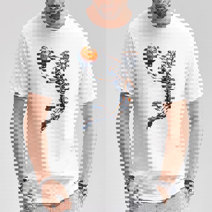 バスケットボール スケルトン ハロウィン 男性 男の子 バスケットボール ハロウィン Tシャツ 面白い贈り物