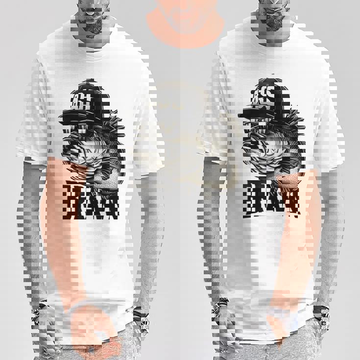 バス釣り クールなグラフィックデザイン 男性 漁師 Tシャツ 面白い贈り物