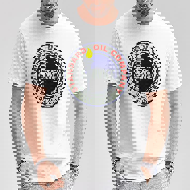 バックプリントのみ レトロ ヴィンテージ ガソリンスタンド 標準モーターオイル Tシャツ 面白い贈り物