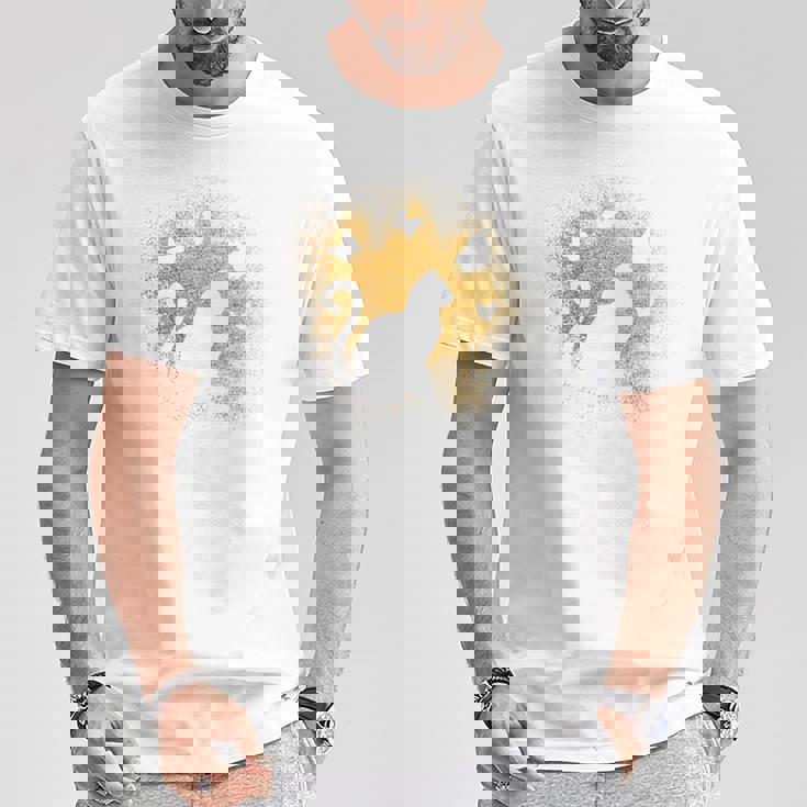 バックプリントの猫のシルエット Tシャツ 面白い贈り物