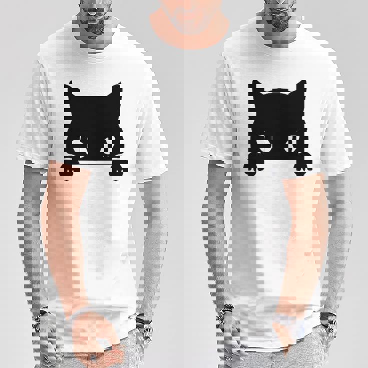 バッグの中に隠れているかわいい黒猫 猫好き 猫飼い 猫 ネコ ねこくろねこ好き 面白い サプライズ ギフト Tシャツ 面白い贈り物