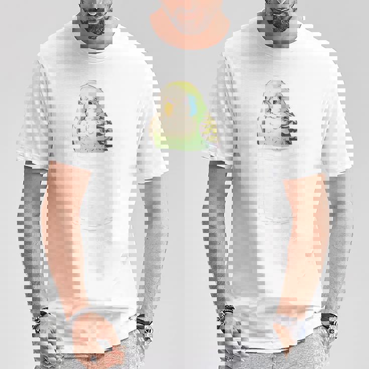 バッグの中のかわいいセキセイインコ、面白いセキセイインコ 長袖tシャツ Tシャツ 面白い贈り物