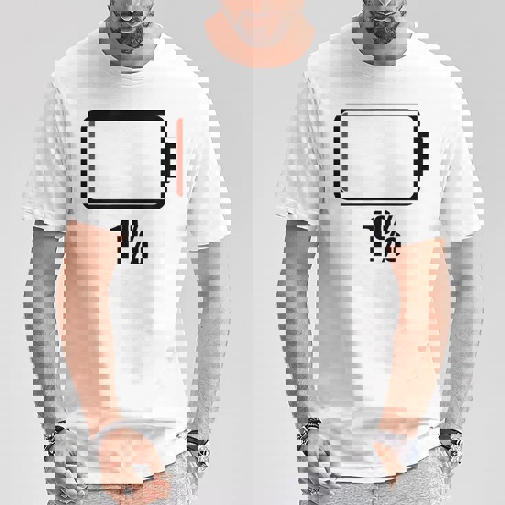 バッテリー1 1残り バッテリー切れtシャツバッテリー低 Tシャツ 面白い贈り物