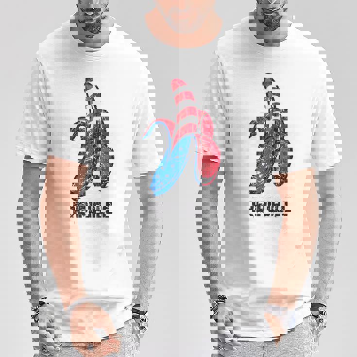 バナナ アメリカ国旗 パトリオット アメリカ パーティー ファニー フルーツ リパブリック Tシャツ 面白い贈り物
