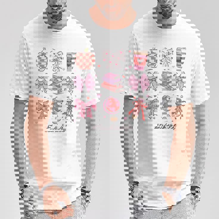 バレンタイン 教師 かわいい弓 アップル 地球儀 鉛筆 本 アート Tシャツ 面白い贈り物