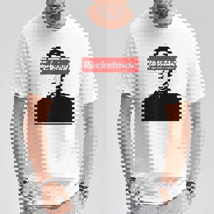 パロディ Kim Jung Un Rocketman ボックスロゴtシャツ Tシャツ 面白い贈り物