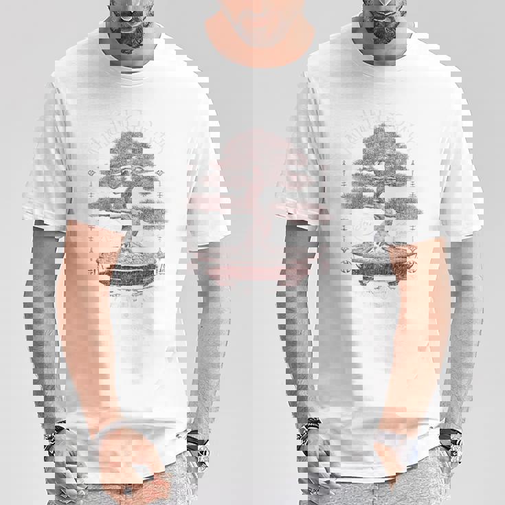 ヒップホップ アーバン ヴィンテージ エッジの効いた Y2k バックプリント ストリートウェア 盆栽 Tシャツ 面白い贈り物