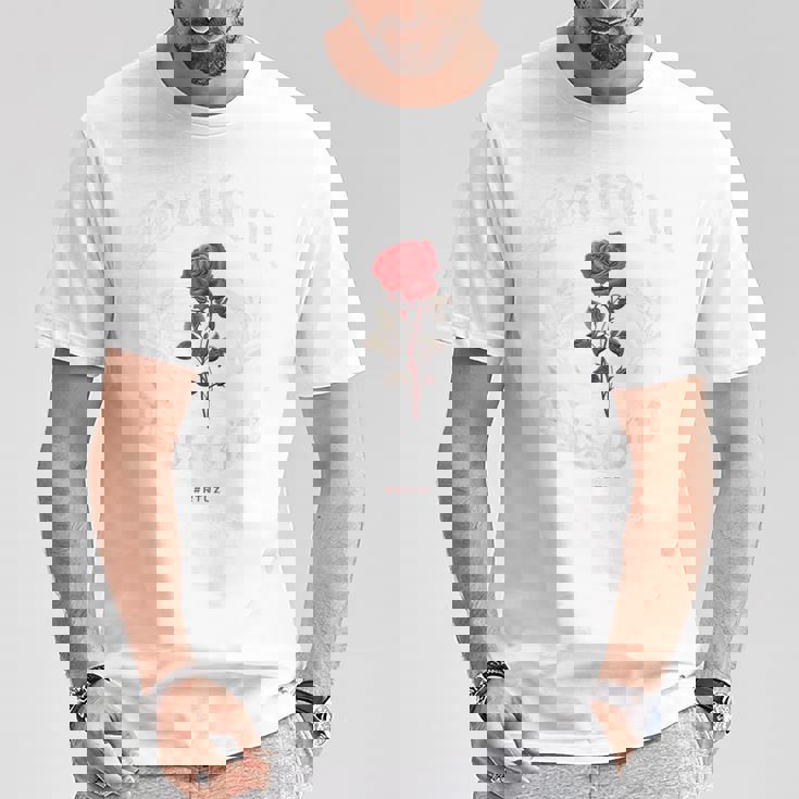 ヒップホップ アーバン ヴィンテージ ヒップスター Y2k バックプリント ストリートウェア ローズ Tシャツ 面白い贈り物