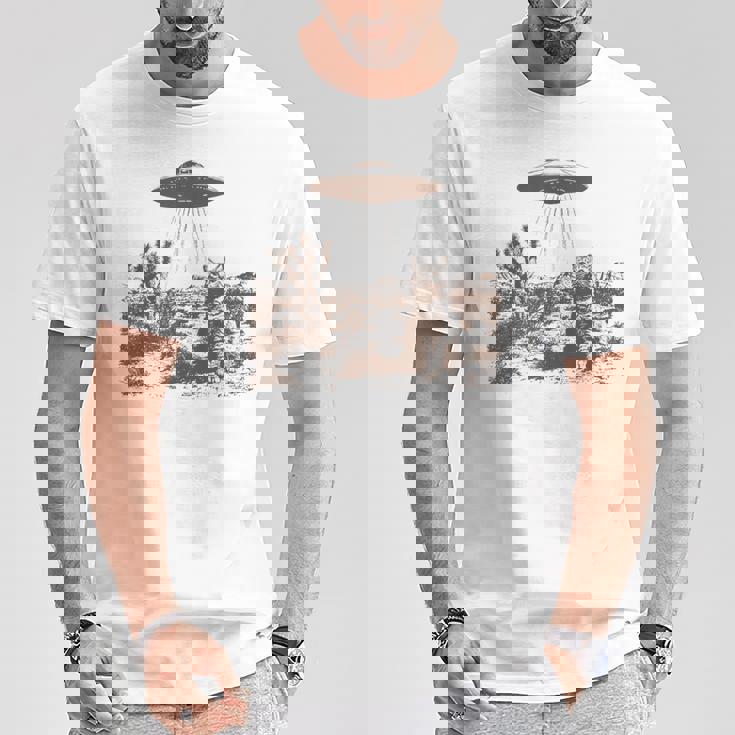 ビンテージ Ufo カウボーイ キャット Tシャツ 面白い贈り物