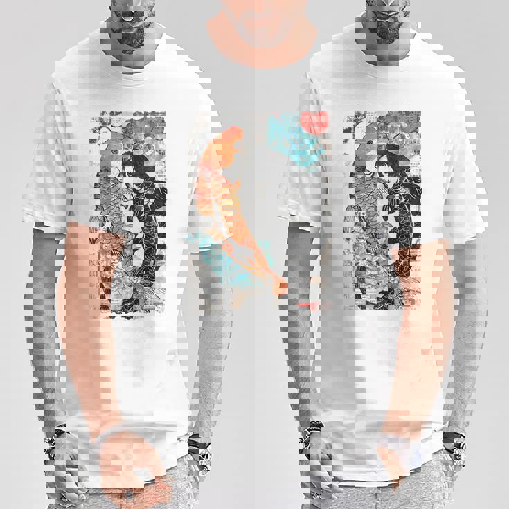 ビンテージ グラフィティ 錦鯉 魚 鯉 長袖tシャツ Tシャツ 面白い贈り物