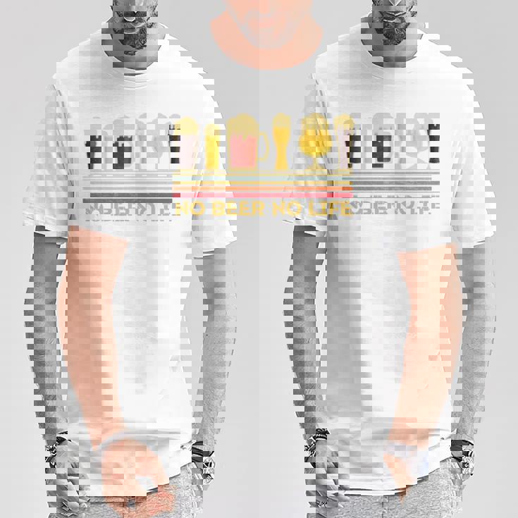 ビール 酒 面白いtシャツ No Beer No Life 飲み おもしろ 飲み会 のんべえ メンズ ネタ 服 長袖tシャツ Tシャツ 面白い贈り物