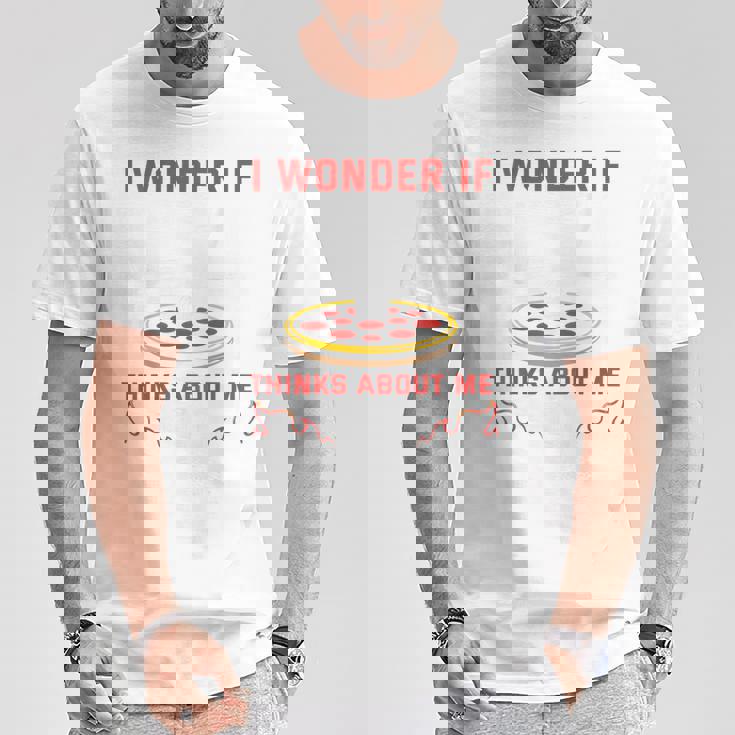 バックプリント ピザも私のことを考えているのかな Tシャツ 面白い贈り物