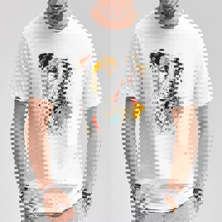 ピットブル 抽象 ペット お絵かき イラスト 動物 ピットブル Tシャツ 面白い贈り物