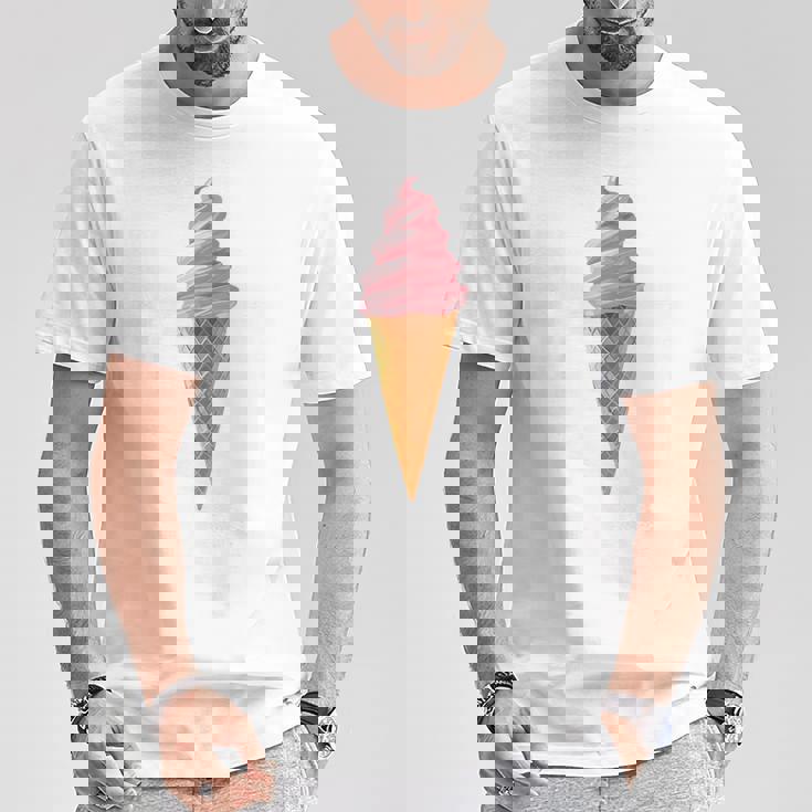 ピンク ソフトサーブ ストロベリー アイスクリーム コーン Tシャツ 面白い贈り物