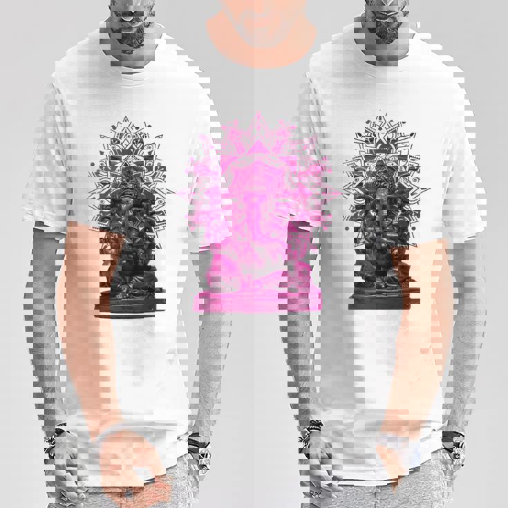ピンク 象 ヒンドゥー教 ガネーシャ オーナメント Tシャツ 面白い贈り物