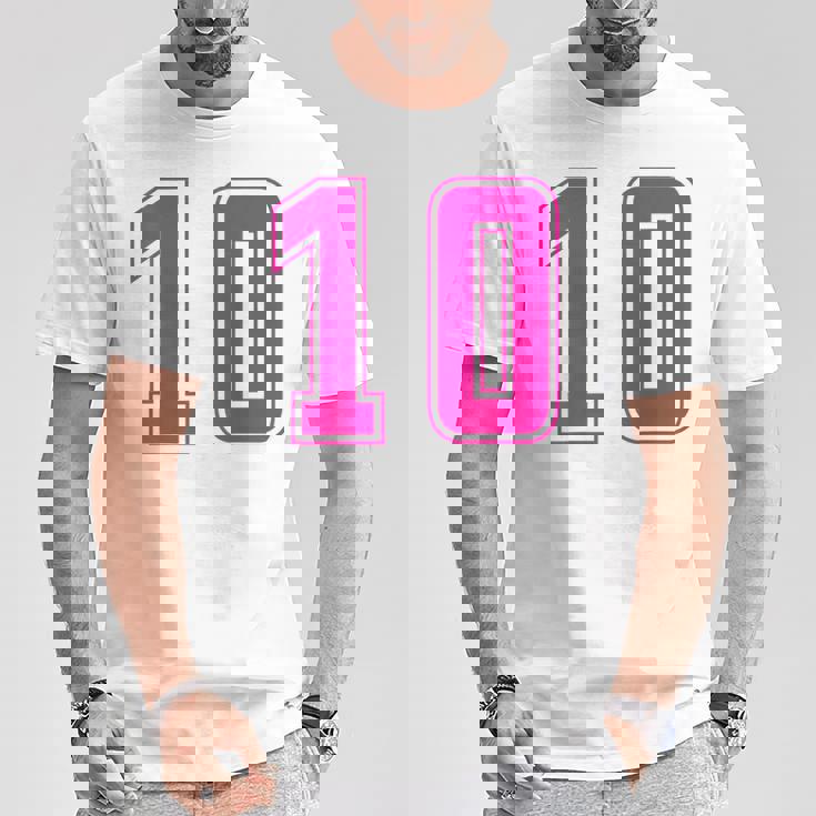 ピンク色背番号 10 チーム短大スポーツピンク色背番号付きユニフォーム Tシャツ 面白い贈り物