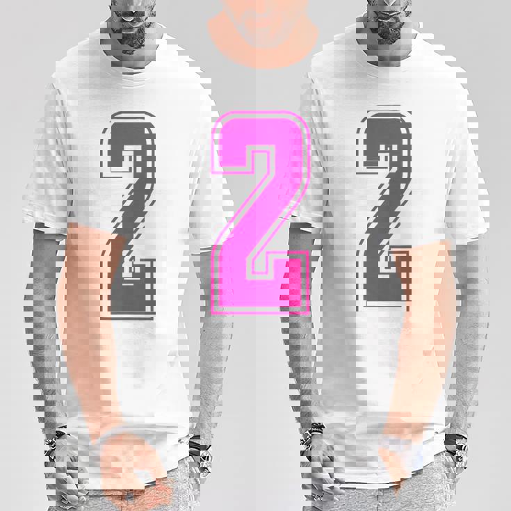 ピンク色背番号 2 チーム短大スポーツピンク色背番号付きユニフォーム Tシャツ 面白い贈り物