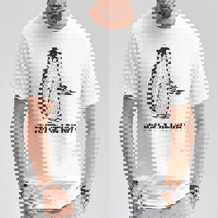 ファイト・オア・フライト・ファニー・ペンギン・パンク Tシャツ 面白い贈り物