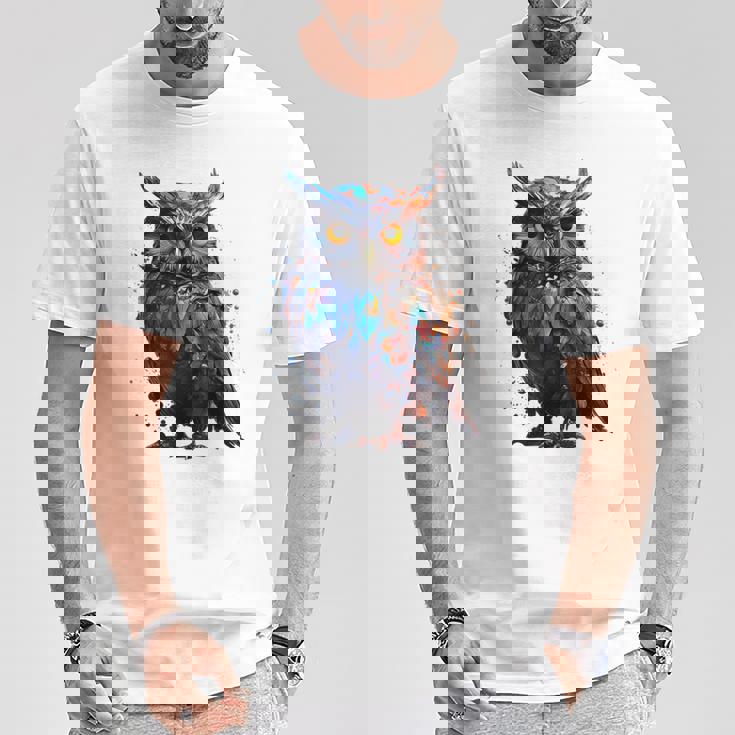 フクロウ アートワーク 動物 フクロウ Tシャツ 面白い贈り物