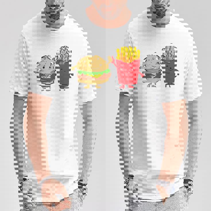 フライドポテト ハンバーガー チーズバーガー 友達 ファストフード フライドポテト Tシャツ 面白い贈り物