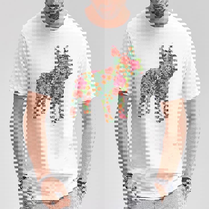 フレンチ ブルドッグ フラワー フローラル フレンチ ドッグ シルエット 犬 ペット Tシャツ 面白い贈り物