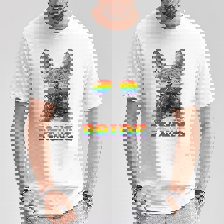 フレンチブルドッグ ゲイプライド Lgbt レインボーフラッグ サングラス Lgbtq Tシャツ 面白い贈り物