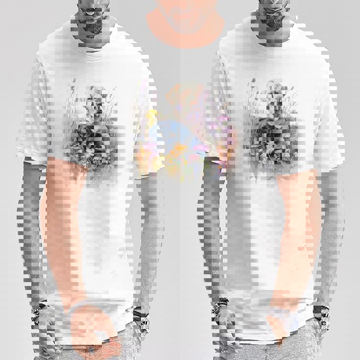 フローラルワイルドフラワー 犬 ラブラドールレトリバー Tシャツ 面白い贈り物
