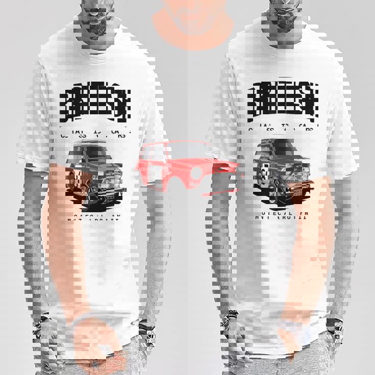 ブリティッシュクラシックスポーツカーズ 有名なラリーミニ Tシャツ 面白い贈り物
