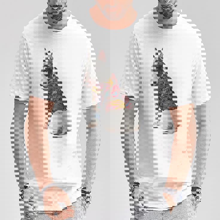 ブルテリア犬 日本龍 タトゥー入り イレズミ Tシャツ 面白い贈り物