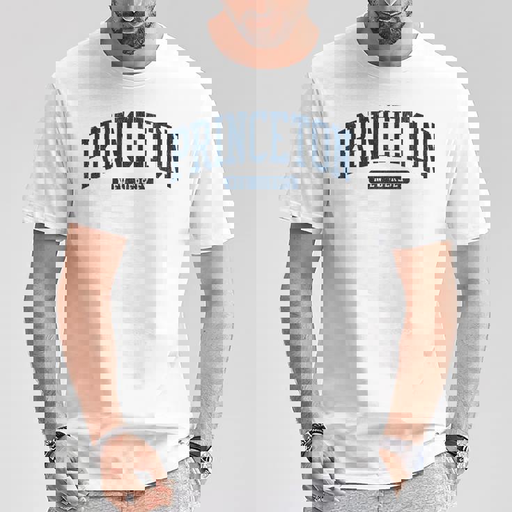 プリンストン ニュージャージー Nj カレッジ大学スタイル ブルー 長袖tシャツ Tシャツ 面白い贈り物